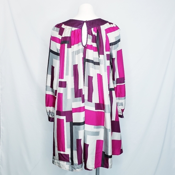 Vintage Catherine Malandrino Silk Geometric Shift Dress - Picture 5 of 15